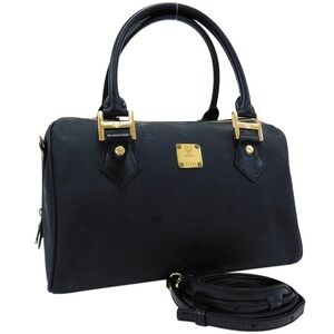 MCM Boston Bag Black Nylon Leather Visetos